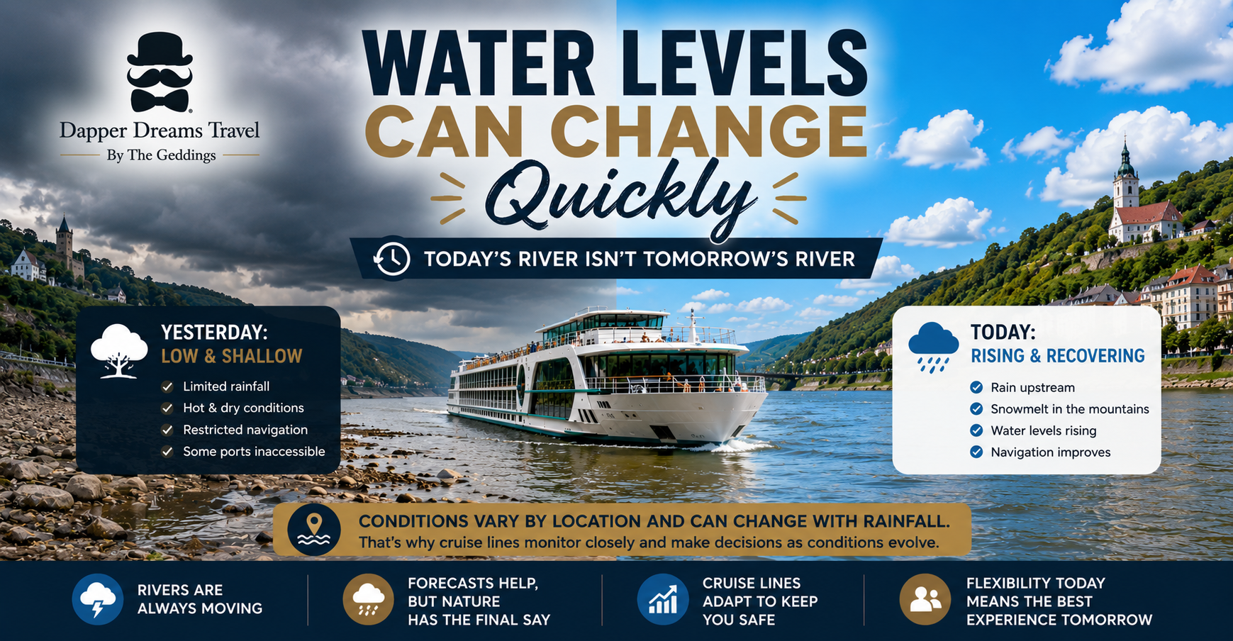 River Cruise Water Levels Can Change Quickly